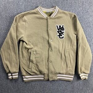 WESC Varsity Jacket Men's Small Green Snap Casual Embroidered‎ Cotton Blend